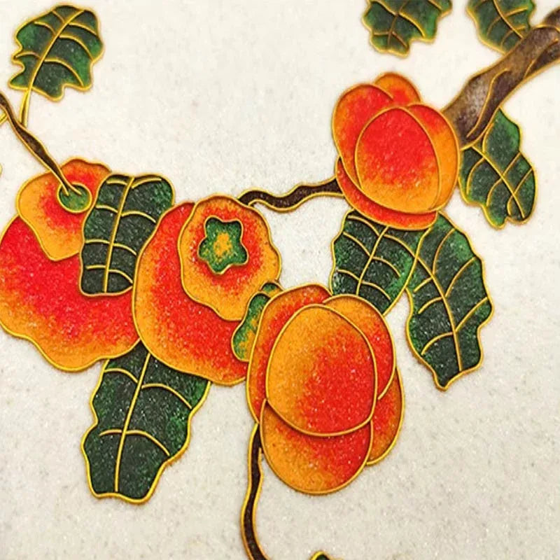 Golden Persimmon Cloisonné Kit Sand Painting DIY Kit - OrientCrafted
