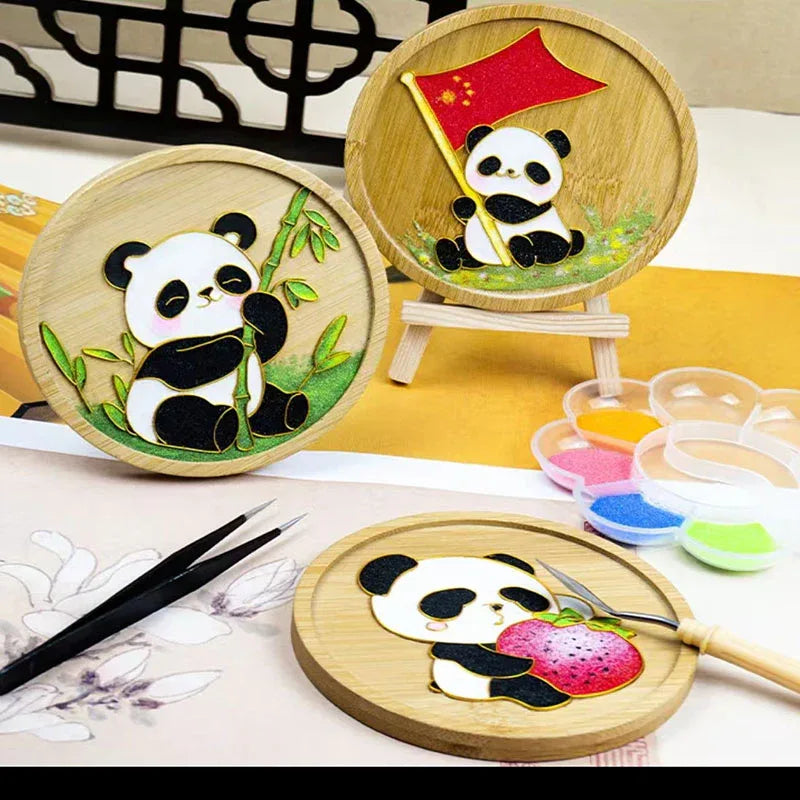 Panda Bamboo Tea Tray and Coaster Cloisonné Kit - OrientCrafted