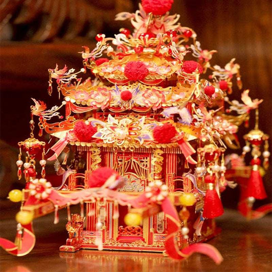 Chinese Wedding Sedan Chair 3D Puzzle Metal Assembly Model DIY - OrientCrafted