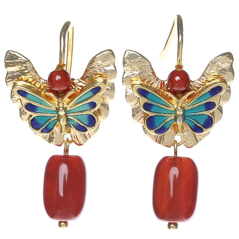 Handcrafted Cloisonné Butterfly Earrings - OrientCrafted