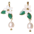 Handcrafted Cloisonné Shell Flower Earrings - OrientCrafted