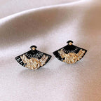 Handcrafted Vintage Fan-Shaped Earrings - OrientCrafted