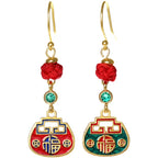 Handcrafted Cloisonné Double-Color Earrings - OrientCrafted