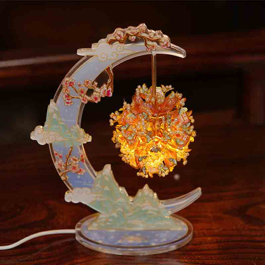 Moonlit Blossom Night Lamp 3D Metal Puzzle DIY Assembly Kit - OrientCrafted