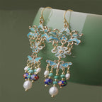 Handcrafted Cloisonné Earrings Courtly Vintage Style - OrientCrafted