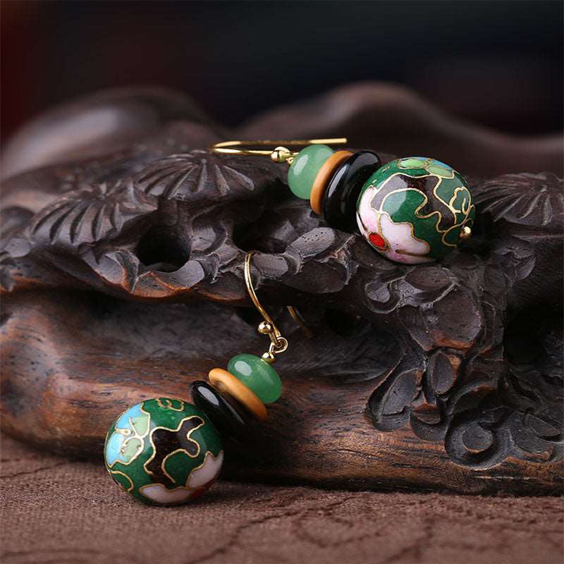 Handcrafted Cloisonné Jade Earrings - OrientCrafted