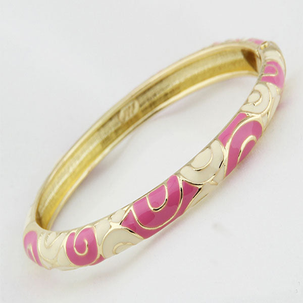 Vintage Oval Gold-Plated Cloisonné Enamel Bangle - OrientCrafted