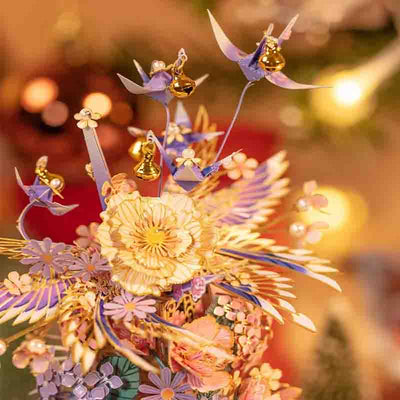 Floral Music Box 3D Puzzle Metal Assembly Model DIY Kit - OrientCrafted