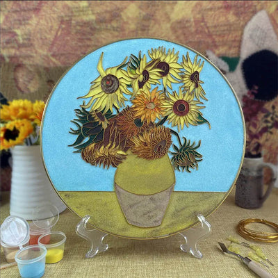 Van Gogh Starry Night & Sunflowers Cloisonné Enamel DIY Kit - OrientCrafted