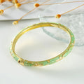 Four-Leaf Clover Lucky Bracelet Cloisonné Enamel Bangle - OrientCrafted