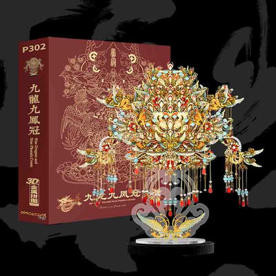 Nine Dragons And Nine Phoenix Crown Crown 3D Puzzle Kit - OrientCrafted