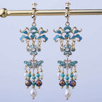 Handcrafted Cloisonné Earrings Courtly Vintage Style - OrientCrafted