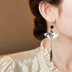 Handcrafted Vintage Fan-Shaped Tassel Earrings - OrientCrafted