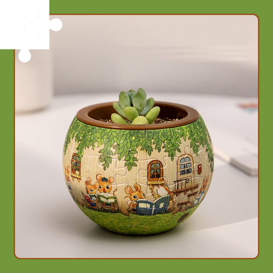 80-Piece Succulent Plant Puzzle | Small Flower Pot - SMART Gugu Mouse's Happy Book Club