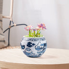 80-Piece 3D Plant Pot Puzzle | Blue and White Puzzle - OrientCrafted