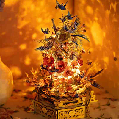 Floral Music Box 3D Puzzle Metal Assembly Model DIY Kit - OrientCrafted