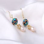 Handcrafted Cloisonné Pearl Earrings - OrientCrafted