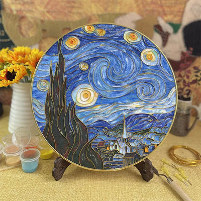 Van Gogh Starry Night & Sunflowers Cloisonné Enamel DIY Kit - OrientCrafted