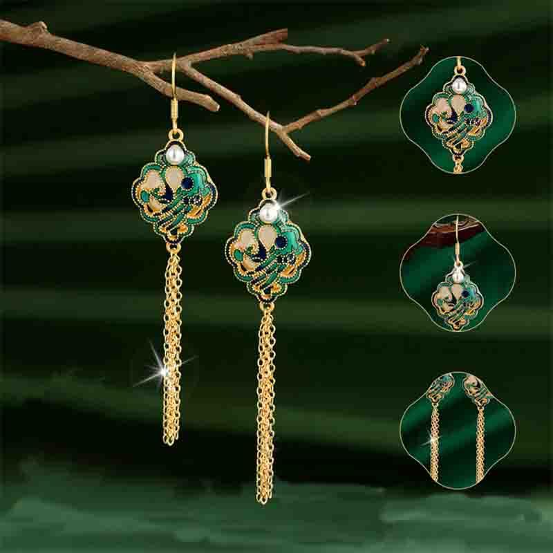 Handcrafted Tassel Hetian Jade Earrings - OrientCrafted