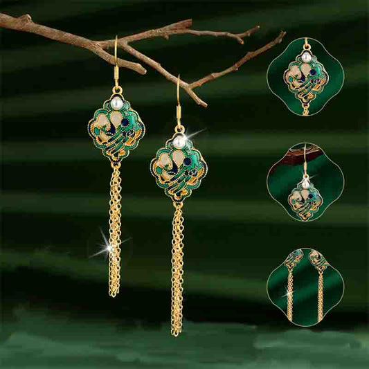 Handcrafted Tassel  Hetian Jade Earrings