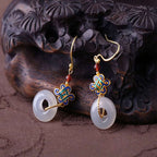 Handcrafted Cloisonné White Jade Earrings - OrientCrafted