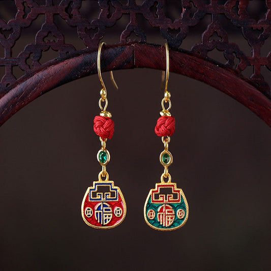 Handcrafted Cloisonné Double-Color Earrings - OrientCrafted