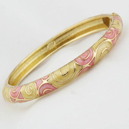 Vintage Oval Gold-Plated Cloisonné Enamel Bangle - OrientCrafted