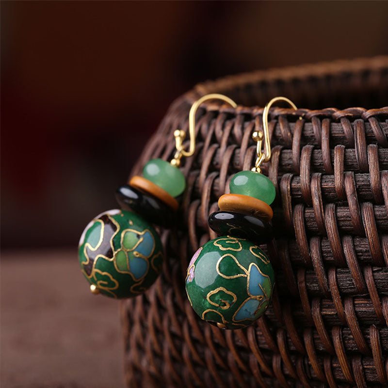 Handcrafted Cloisonné Jade Earrings - OrientCrafted