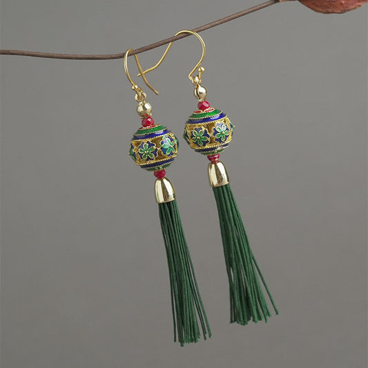 Handcrafted Cloisonné Tassel Earrings - OrientCrafted