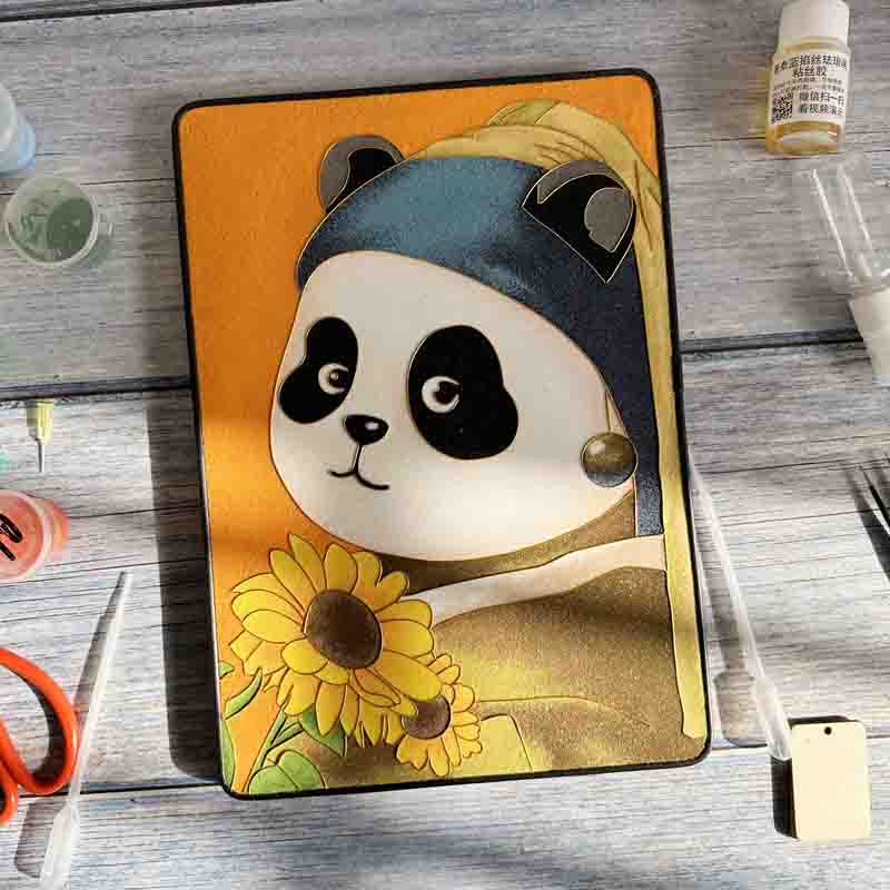 Panda Masterpiece Wall Art Cloisonné Enamel DIY Kit - OrientCrafted