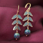 Handcrafted Cloisonné Leaf Earrings - OrientCrafted