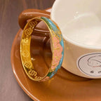 Handmade Peach Blossom Enamel Bracelet - OrientCrafted