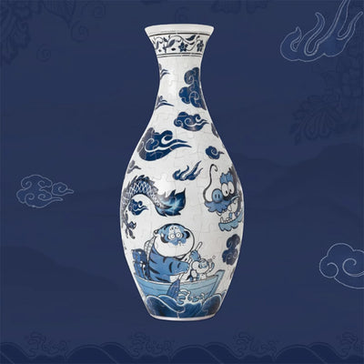 160-Piece 3D Vase Puzzle | Blue-and-White Porcelain Style Décor - OrientCrafted
