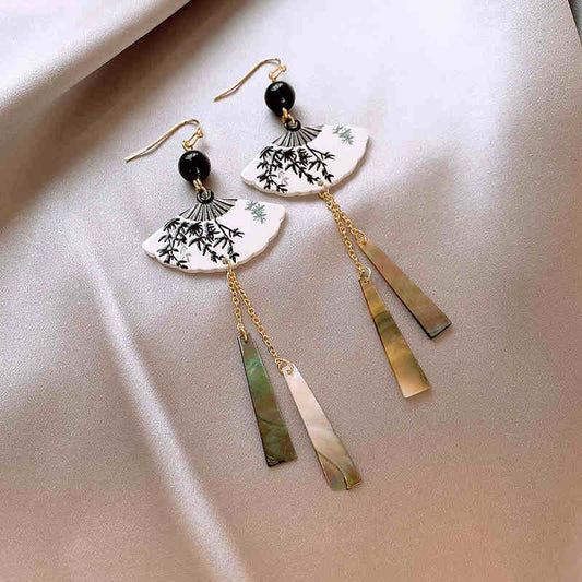 Handcrafted Vintage Fan-Shaped Tassel Earrings