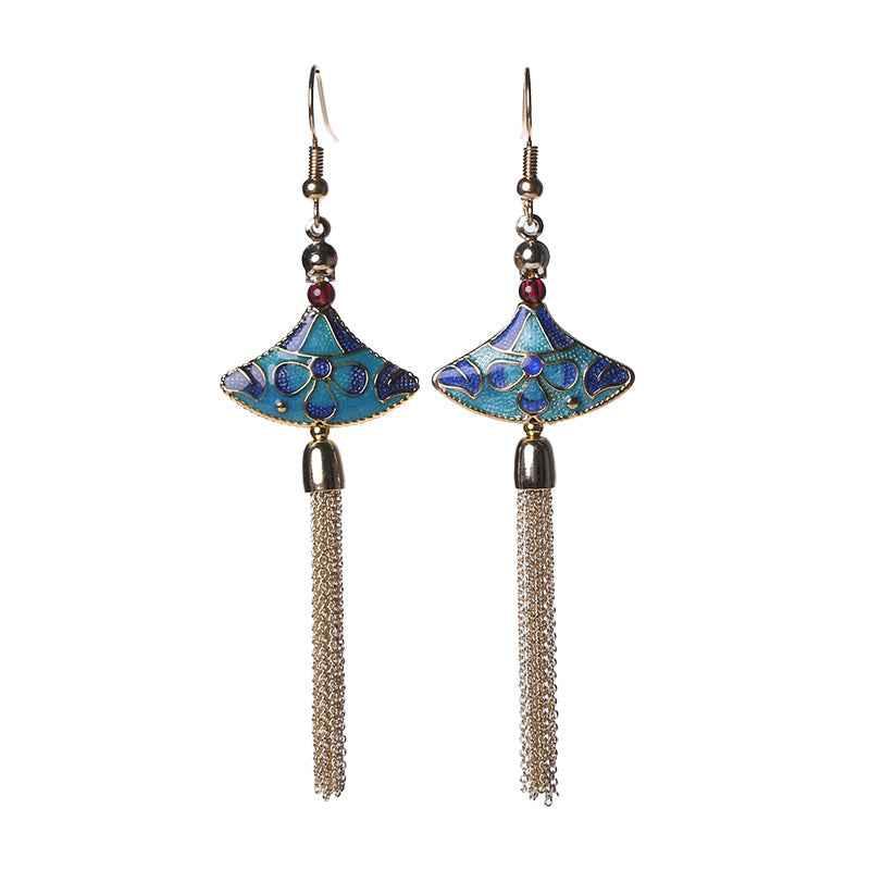 Handcrafted Cloisonné Tassel Earrings - OrientCrafted