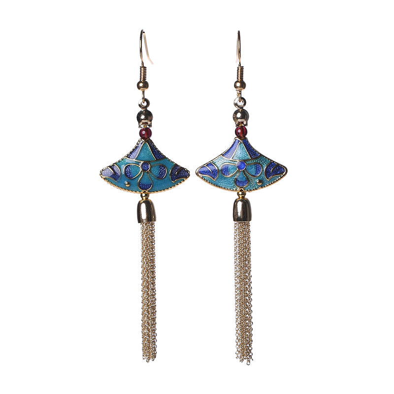 Handcrafted Cloisonné Tassel Earrings - OrientCrafted