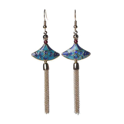Handcrafted Cloisonné Tassel Earrings - OrientCrafted