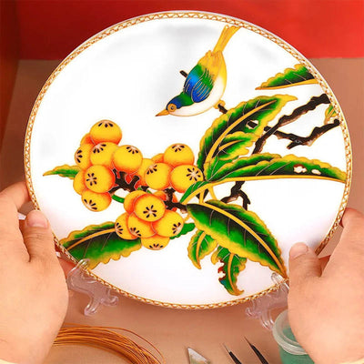 Loquat and Tit Cloisonné Enamel DIY Kit - OrientCrafted