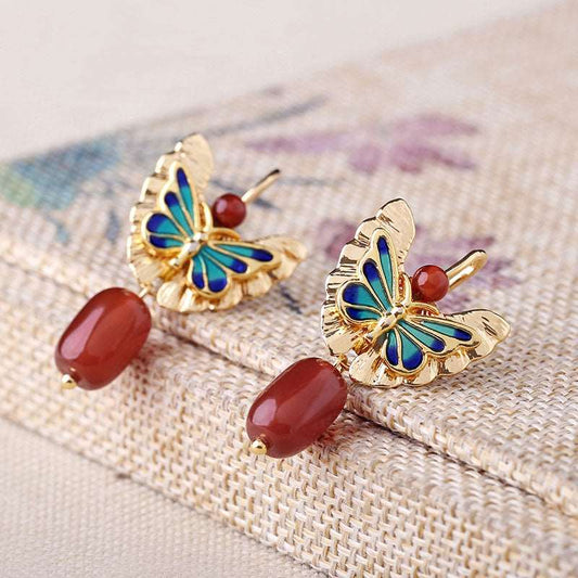 Handcrafted Cloisonné Butterfly Earrings - OrientCrafted