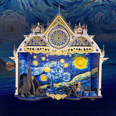 Vincent Van Gogh Starry Night 3D Metal Puzzle Model Kit - OrientCrafted