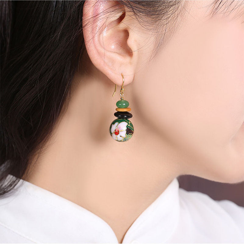 Handcrafted Cloisonné Jade Earrings - OrientCrafted