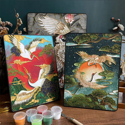 Pine and Crane Longevity Cloisonné Enamel DIY Kit - OrientCrafted