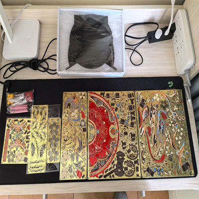 Chinese Wedding Fan 3D Puzzle Metal Assembly Model Handmade - OrientCrafted