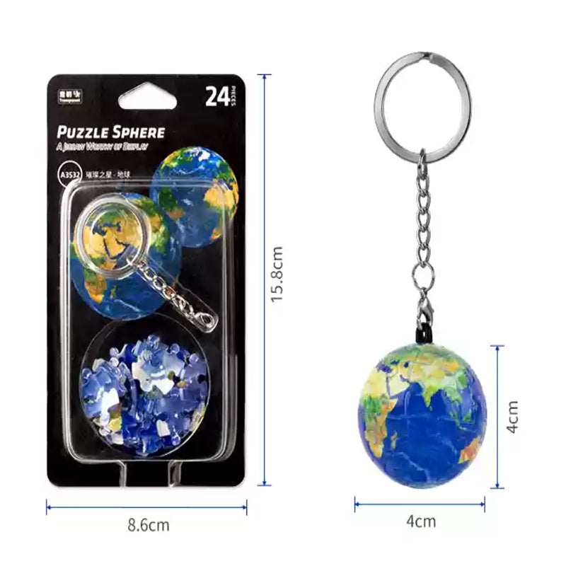 24-Piece 3D Puzzle Keychain Round Shape Creative Gift - OrientCrafted