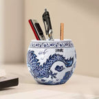 80-Piece 3D Plant Pot Puzzle | Blue and White Puzzle - OrientCrafted