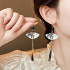 Handcrafted Vintage Fan-Shaped Tassel Earrings - OrientCrafted