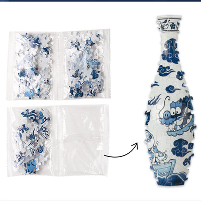 160-Piece 3D Vase Puzzle | Blue-and-White Porcelain Style Décor - OrientCrafted