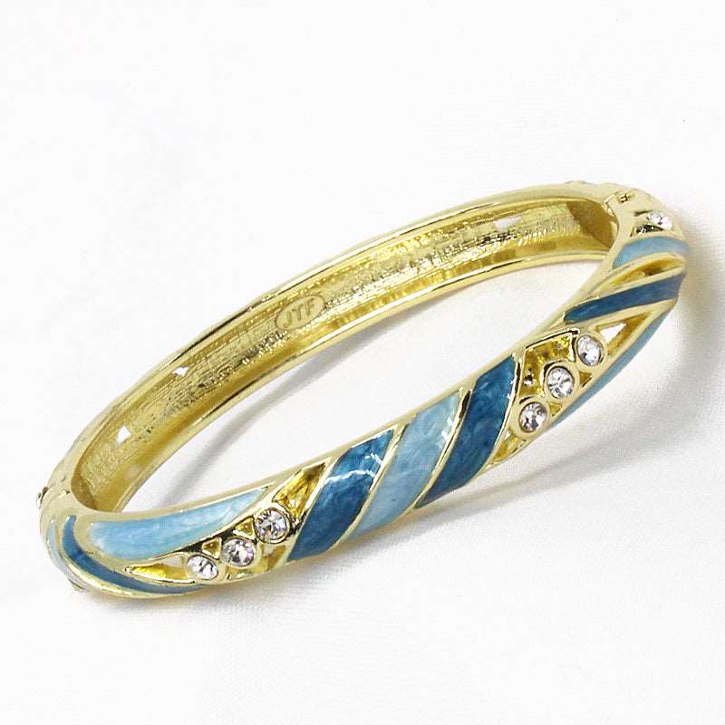 Wave Cloisonné Enamel Bangle Gold-Plated Vintage - OrientCrafted