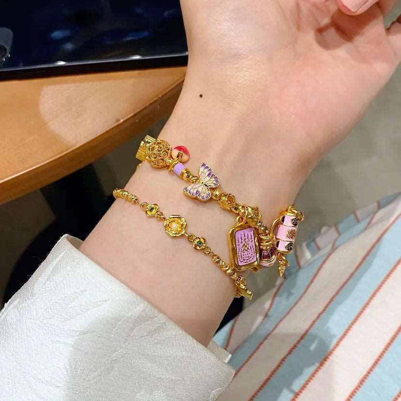 Enamel Handmade Colorful Butterfly Bracelet Set - OrientCrafted