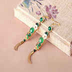 Handcrafted Cloisonné Agate Tassel Earrings - OrientCrafted